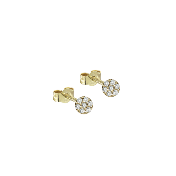 Coppia di orecchini in oro con diamanti bianchi a forma di tondo