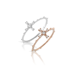 Rosary ring in white or pink gold with diamonds
