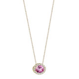 Gold necklace with heart-shaped pendant and white diamonds