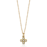 Gold necklace with bow-shaped charm and zircons