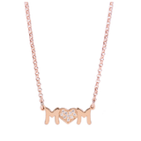 Catenina con scritta Mom in argento rosato e zirconi