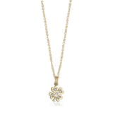 Gold necklace with bow-shaped charm and zircons