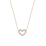 Gold necklace with heart-shaped pendant and white diamonds