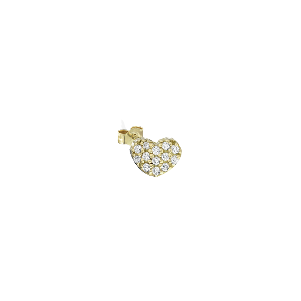 Monorecchino in oro con diamanti bianchi a forma di cuore