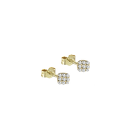 Coppia di orecchini in oro con diamanti bianchi a forma di quadrato