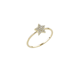 Anello con pavè di diamanti bianchi su stella in oro giallo 0,11ct