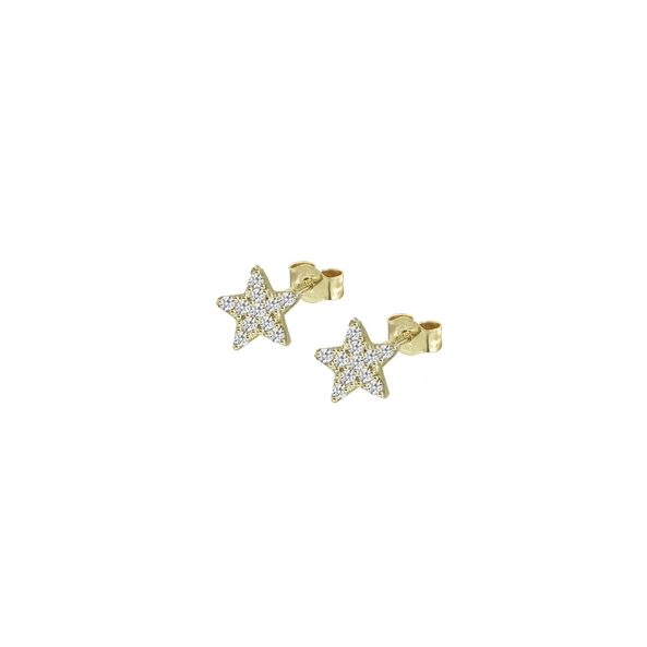 Coppia di orecchini in oro con diamanti bianchi a forma di stella