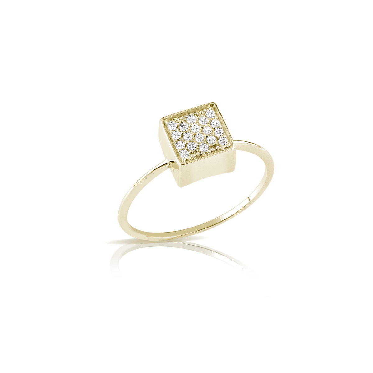 Anello in oro giallo con cubotto e diamanti bianchi 0,09ct