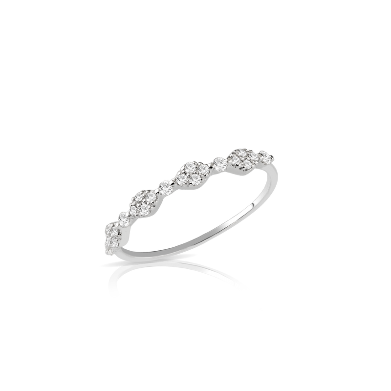 Anello riviera con rombi in oro bianco e diamanti 0,23ct