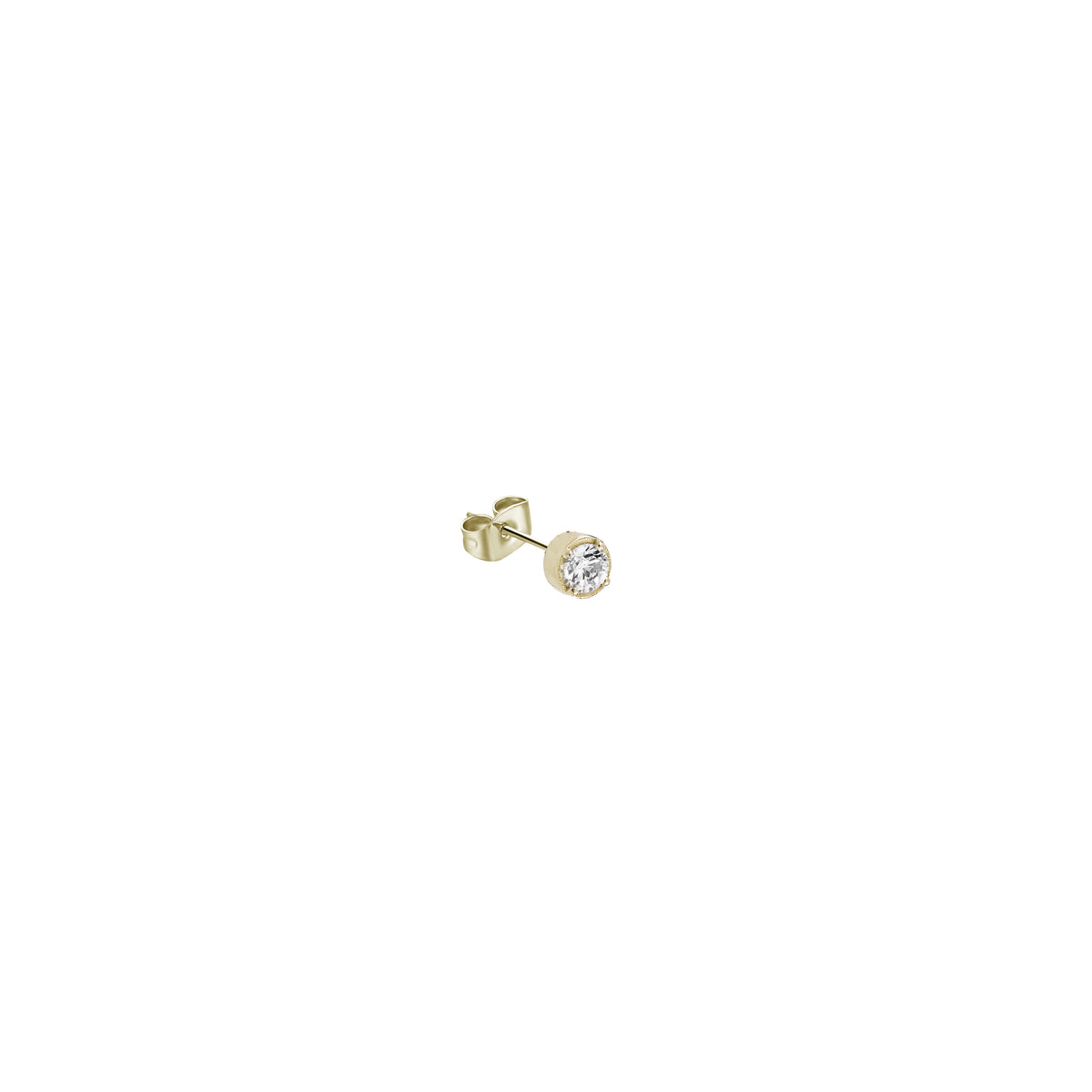 Monorecchino a punto luce in oro 18 kt con castone conico 0,10ct