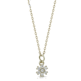 Collana in oro rosa o bianco con ciondolo a forma di fiore e diamanti bianchi