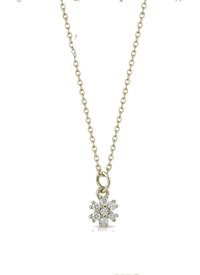 Collana in oro rosa o bianco con ciondolo a forma di fiore e diamanti bianchi