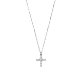 White gold necklace with cross pendant and white diamonds