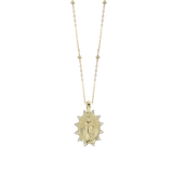 18kt gold necklace with miraculous medal embellished with 12 white diamonds