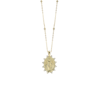 Collana in oro 18 kt con medaglietta miracolosa impreziosita da 12 diamanti bianchi