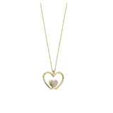 Collana in oro 18 kt con cuore traforato e diamanti bianchi