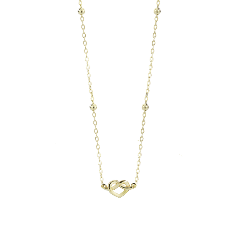 Silver necklace with gold triangle