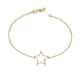 Gold bracelet with star-shaped center and white diamond