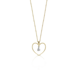 Gold necklace with heart-shaped pendant and white diamond