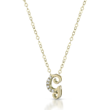 Gold necklace with initial pendant with diamonds