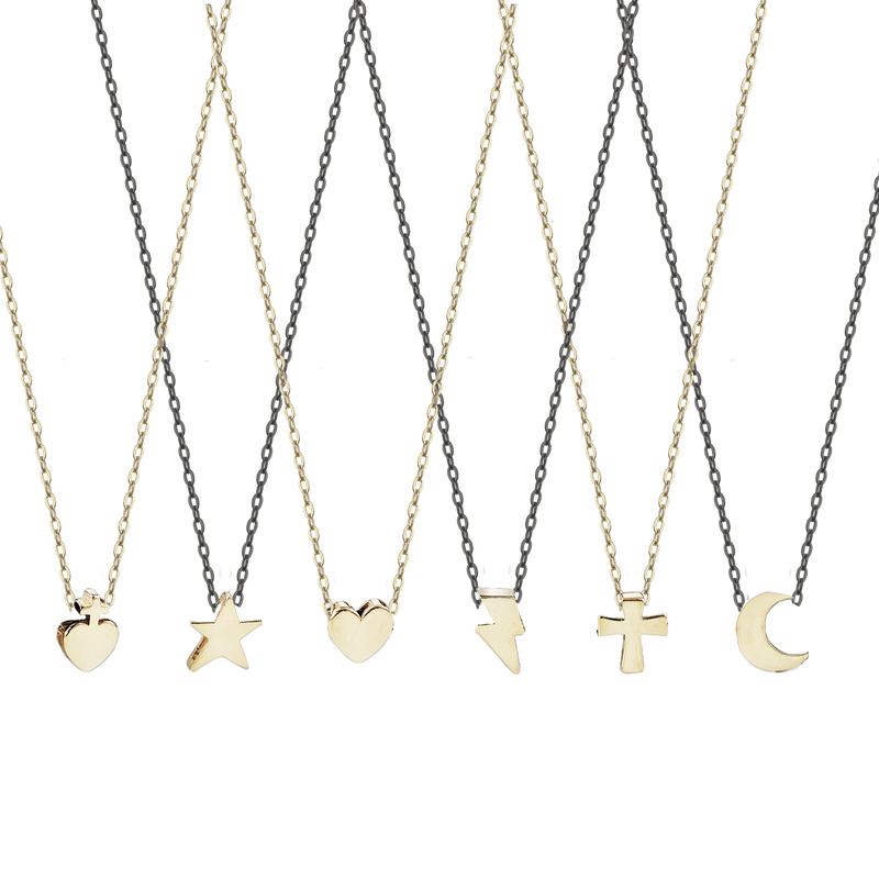 18kt gold necklace with mini charms