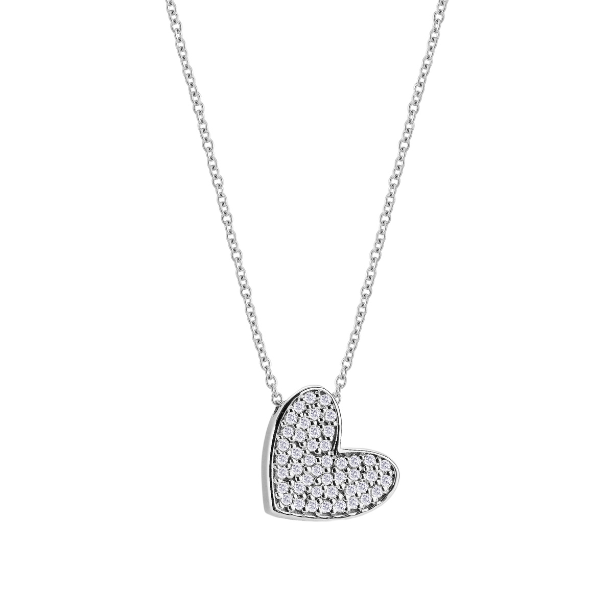 Collana in oro con charm a forma di cuore e diamanti bianchi