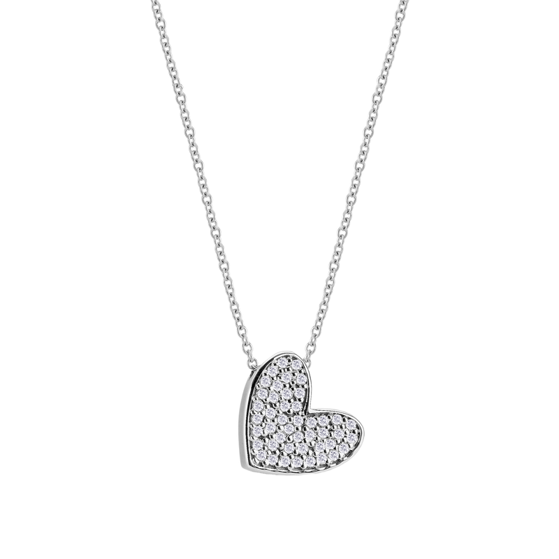 Collana in oro con charm a forma di cuore e diamanti bianchi