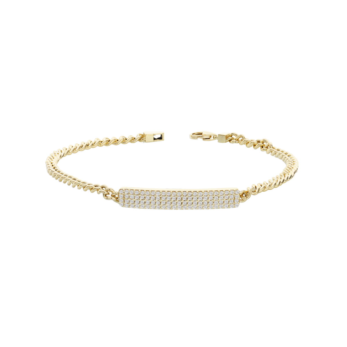 Bracciale con barra in oro giallo 18 kt e diamanti bianchi