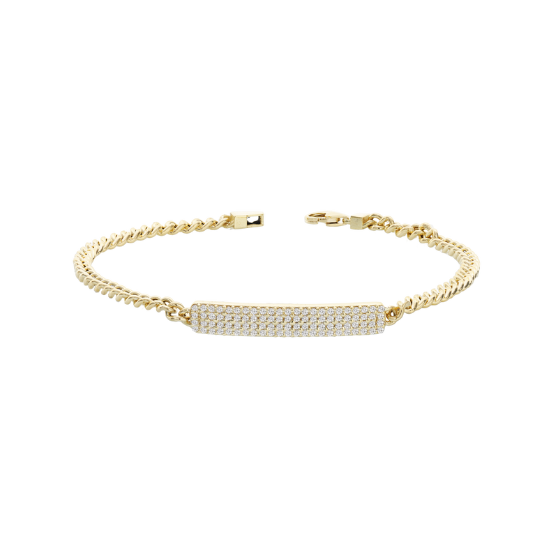 Bracciale con barra in oro giallo 18 kt e diamanti bianchi