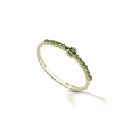 Anello riviera in oro 18 kt, con centrale e laterali smeraldi