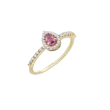 Yellow gold and pink sapphire ring with diamonds 