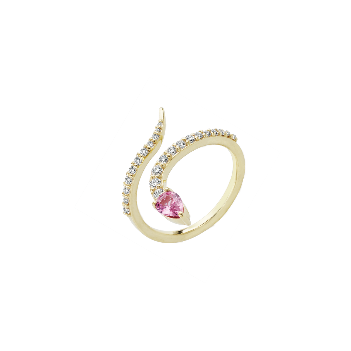 Anello Serpente in oro 18 kt con zaffiro rosa e diamanti bianchi