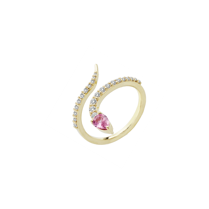 Anello Serpente in oro 18 kt con zaffiro rosa e diamanti bianchi