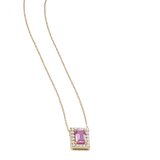 Collana con ciondolo con zaffiro rosa e diamanti