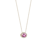 Gold necklace with heart-shaped pendant and white diamonds