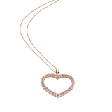 Collana in oro con ciondolo a forma di cuore con zaffiri rosa