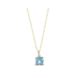 18kt Gold Square Pendant Necklace with Topaz and White Diamond