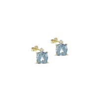 Orecchini con ciondolo quadrato in oro 18 kt, con topazio e diamanti bianchi