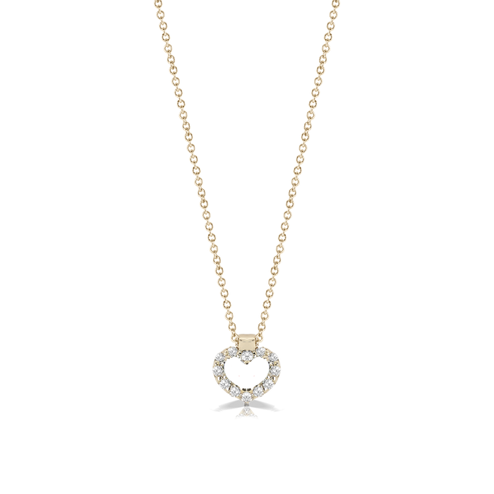 Gold necklace with heart-shaped pendant and white diamonds