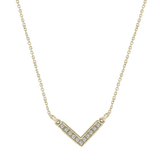 Collier en or jaune 18 ct avec V central et diamants 