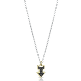 Collier en or avec pendentif en forme de flèche et diamants noirs