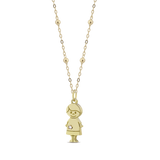 Collier en or avec pendentif en forme d'enfant avec diamant