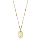 Yellow gold necklace with rectangular pendant with diamond