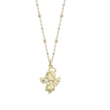 Gold necklace with crown-shaped pendant with diamond