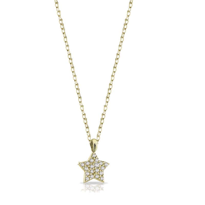 Collana in oro con charm a forma di stella e diamanti bianchi