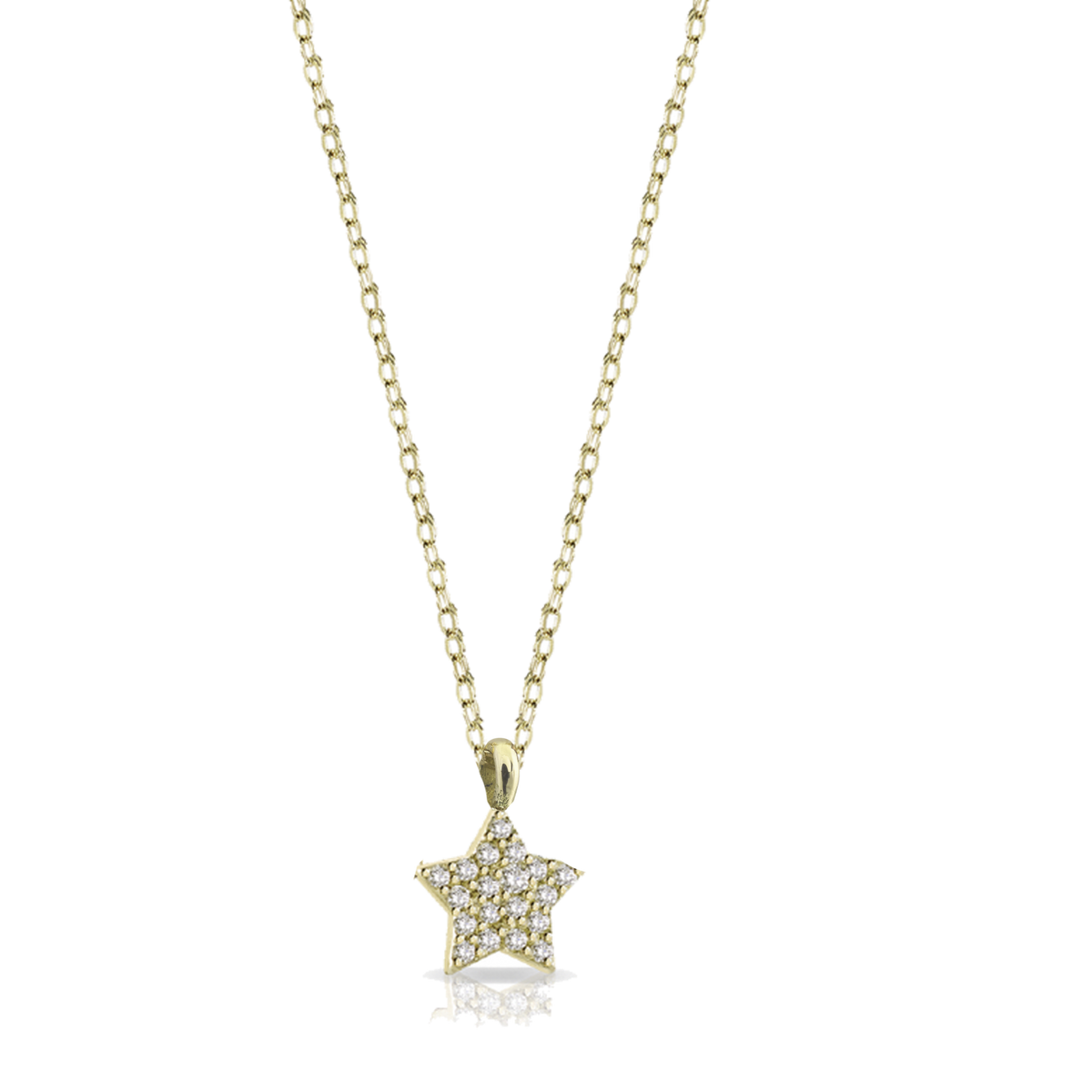 Collana in oro con charm a forma di stella piccola e diamanti bianchi