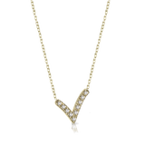 Gold necklace with moon-shaped charm and zircons