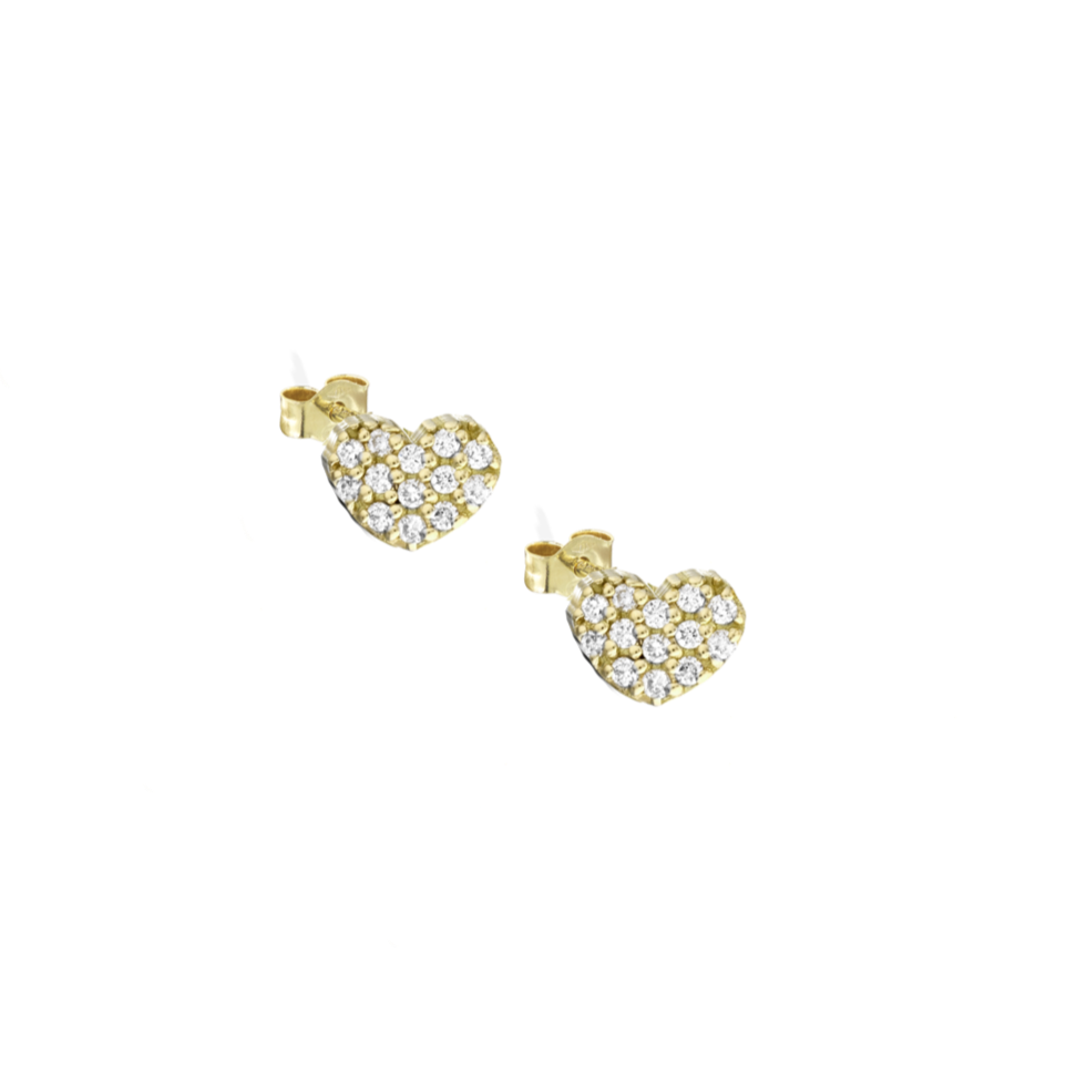 Coppia di orecchini in oro con diamanti bianchi a forma di cuore