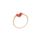 Painted Heart Chain Ring