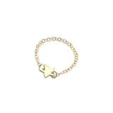 Gold ring with soft chain and central star-shaped